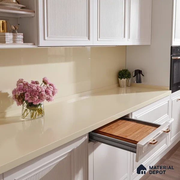 Belina Quartz QR 00211 Golden Heather Helsinki Series 11.5 ft x 6.5 ft Quartz - 20 mm | 10 Years of Replacement Warranty | Suitable for Kitchen, Restaurant, Counter Tops, Dining, Reception, office