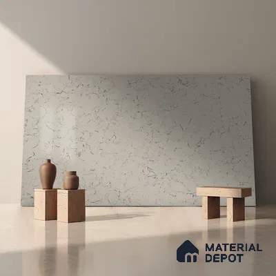 Belina Quartz QR 00224 Frosted Veil Helsinki Series 11.5 ft x 6.5 ft Quartz - 20 mm | 10 Years of Replacement Warranty | Suitable for Kitchen, Restaurant, Counter Tops, Dining, Reception, office