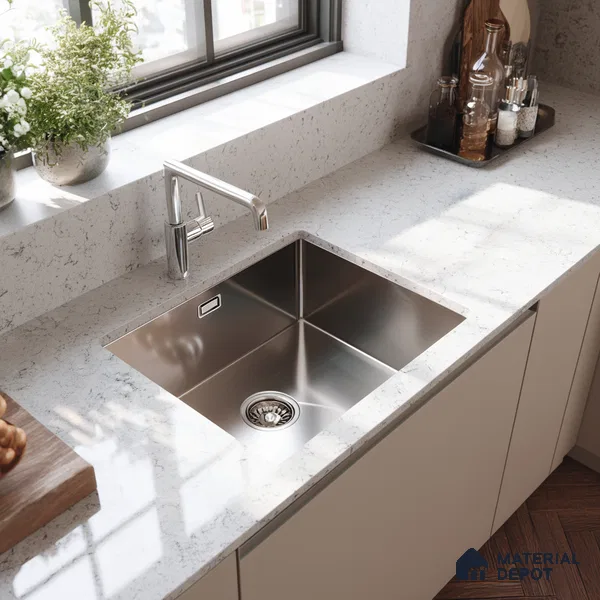 Belina Quartz QR 00224 Frosted Veil Helsinki Series 11.5 ft x 6.5 ft Quartz - 20 mm | 10 Years of Replacement Warranty | Suitable for Kitchen, Restaurant, Counter Tops, Dining, Reception, office
