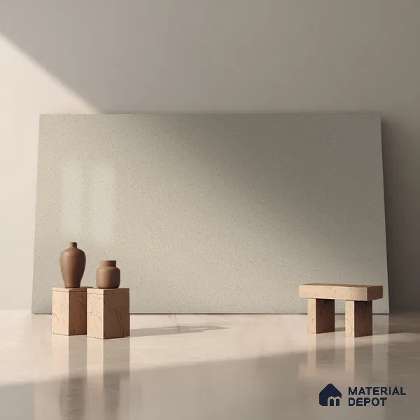 Belina Quartz QR 00216 Frosted Mocha Helsinki Series 11.5 ft x 6.5 ft Quartz - 20 mm | 10 Years of Replacement Warranty | Suitable for Kitchen, Restaurant, Counter Tops, Dining, Reception, office