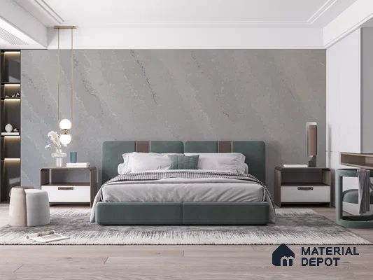 Belina Quartz QR 00242 Silver Drift Helsinki Series 11.5 ft x 6.5 ft Quartz - 20 mm | 10 Years of Replacement Warranty | Suitable for Kitchen, Restaurant, Counter Tops, Dining, Reception, office