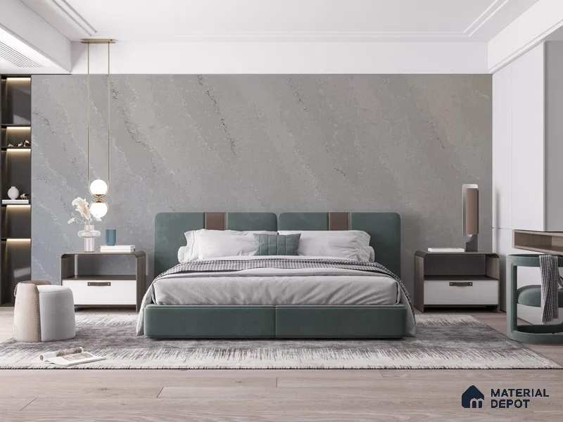 Belina Quartz QR 00242 Silver Drift Helsinki Series 11.5 ft x 6.5 ft Quartz - 20 mm | 10 Years of Replacement Warranty | Suitable for Kitchen, Restaurant, Counter Tops, Dining, Reception, office