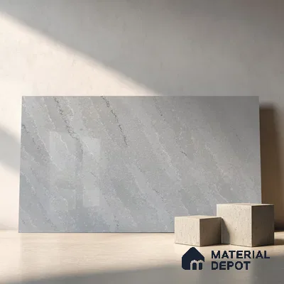 Belina Quartz QR 00242 Silver Drift Helsinki Series 11.5 ft x 6.5 ft Quartz - 20 mm | 10 Years of Replacement Warranty | Suitable for Kitchen, Restaurant, Counter Tops, Dining, Reception, office