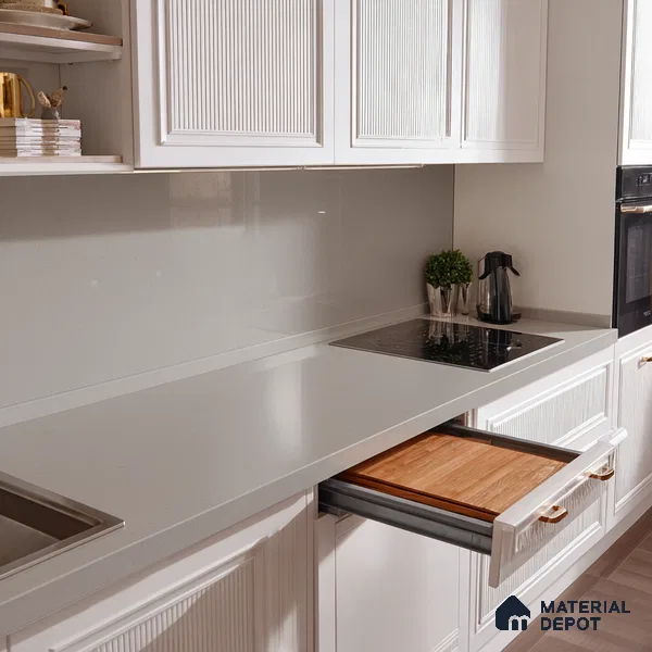 Belina Quartz QR 00212 Ivory Haze Helsinki Series 11.5 ft x 6.5 ft Quartz - 20 mm | 10 Years of Replacement Warranty | Suitable for Kitchen, Restaurant, Counter Tops, Dining, Reception, office