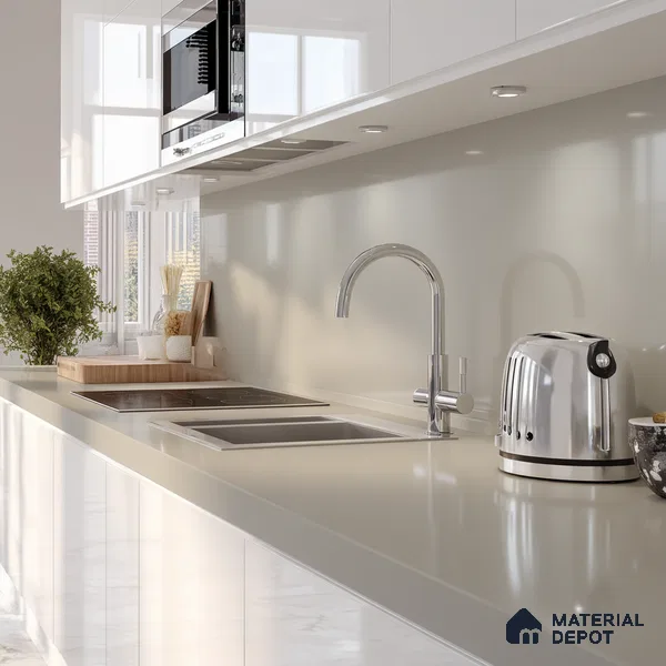 Belina Quartz QR 00212 Ivory Haze Helsinki Series 11.5 ft x 6.5 ft Quartz - 20 mm | 10 Years of Replacement Warranty | Suitable for Kitchen, Restaurant, Counter Tops, Dining, Reception, office