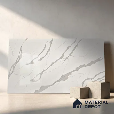 Belina Quartz QR 00244 Serene Cascade Helsinki Series 11.5 ft x 6.5 ft Quartz - 20 mm | 10 Years of Replacement Warranty | Suitable for Kitchen, Restaurant, Counter Tops, Dining, Reception, office