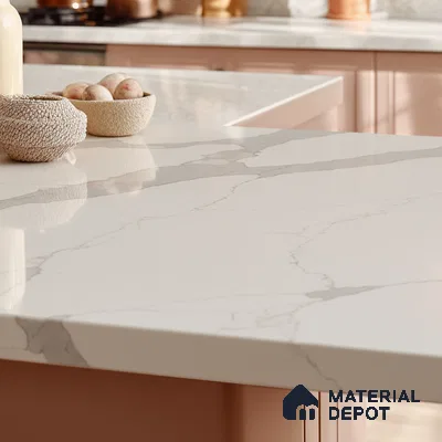 Belina Quartz QR 00244 Serene Cascade Helsinki Series 11.5 ft x 6.5 ft Quartz - 20 mm | 10 Years of Replacement Warranty | Suitable for Kitchen, Restaurant, Counter Tops, Dining, Reception, office