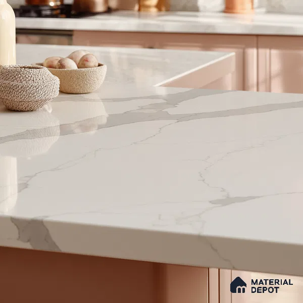 Belina Quartz QR 00244 Serene Cascade Helsinki Series 11.5 ft x 6.5 ft Quartz - 20 mm | 10 Years of Replacement Warranty | Suitable for Kitchen, Restaurant, Counter Tops, Dining, Reception, office