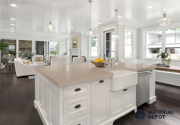 Belina Quartz QR 00215 Serene Dune Helsinki Series 11.5 ft x 6.5 ft Quartz - 20 mm | 10 Years of Replacement Warranty | Suitable for Kitchen, Restaurant, Counter Tops, Dining, Reception, office
