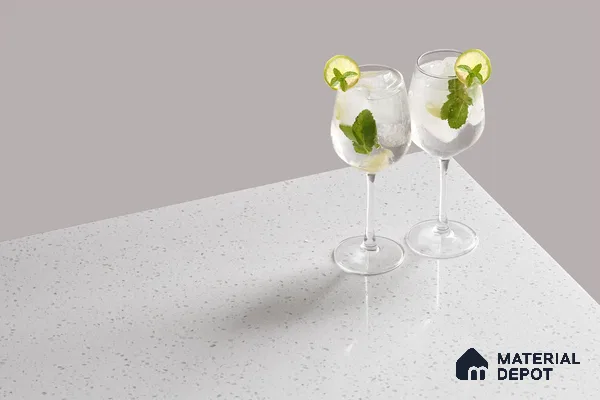 Belina Quartz QR 00199 Frosted Whisper Helsinki Series 11.5 ft x 6.5 ft Quartz - 20 mm | 10 Years of Replacement Warranty | Suitable for Kitchen, Restaurant, Counter Tops, Dining, Reception, office