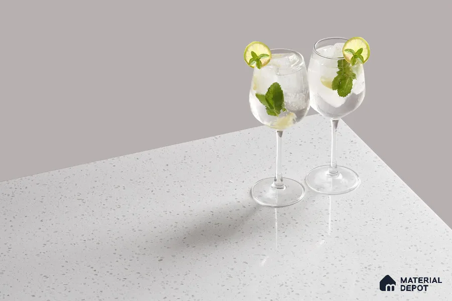 Belina Quartz QR 00199 Frosted Whisper Helsinki Series 11.5 ft x 6.5 ft Quartz - 20 mm | 10 Years of Replacement Warranty | Suitable for Kitchen, Restaurant, Counter Tops, Dining, Reception, office