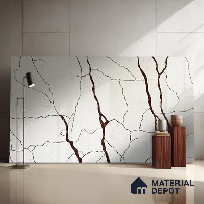 Belina Quartz QR 00235 Sienna Vein Helsinki Series 11.5 ft x 6.5 ft Quartz - 20 mm | 10 Years of Replacement Warranty | Suitable for Kitchen, Restaurant, Counter Tops, Dining, Reception, office