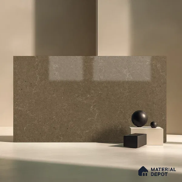 Belina Quartz QR 00229 Umber Veil Helsinki Series 11.5 ft x 6.5 ft Quartz - 20 mm | 10 Years of Replacement Warranty | Suitable for Kitchen, Restaurant, Counter Tops, Dining, Reception, office