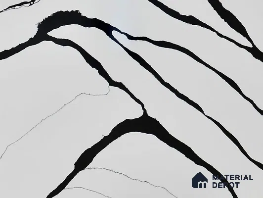 Belina Quartz QR 00237 Noir Cascade Helsinki Series 11.5 ft x 6.5 ft Quartz - 20 mm | 10 Years of Replacement Warranty | Suitable for Kitchen, Restaurant, Counter Tops, Dining, Reception, office