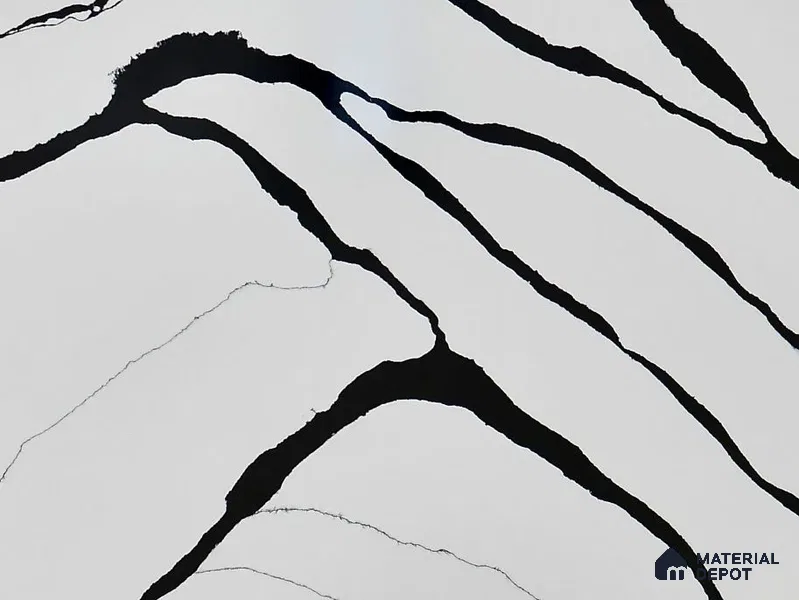 Belina Quartz QR 00237 Noir Cascade Helsinki Series 11.5 ft x 6.5 ft Quartz - 20 mm | 10 Years of Replacement Warranty | Suitable for Kitchen, Restaurant, Counter Tops, Dining, Reception, office
