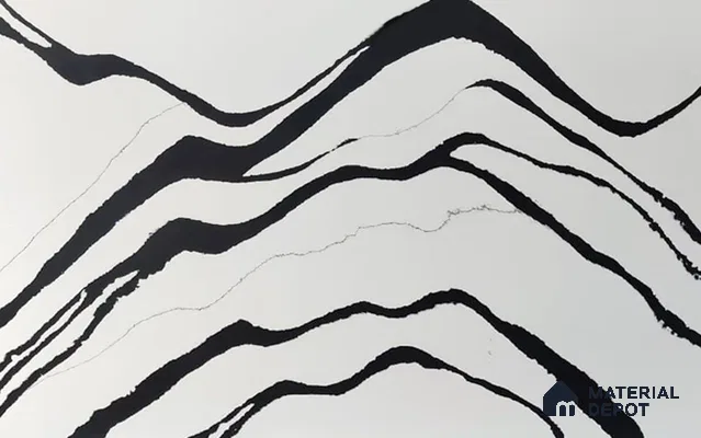 Belina Quartz QR 00237 Noir Cascade Helsinki Series 11.5 ft x 6.5 ft Quartz - 20 mm | 10 Years of Replacement Warranty | Suitable for Kitchen, Restaurant, Counter Tops, Dining, Reception, office