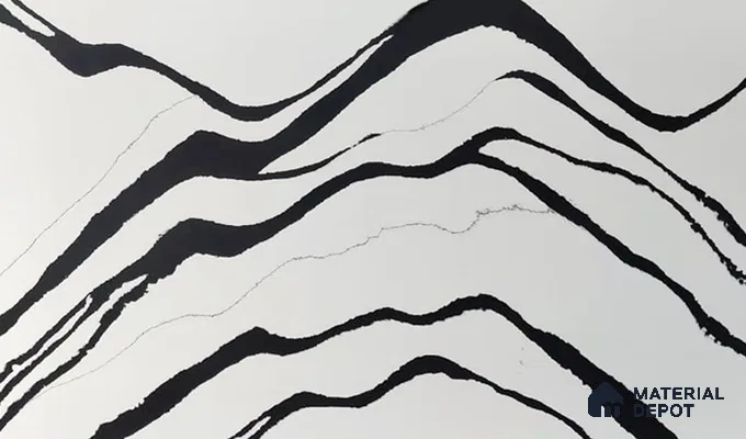 Belina Quartz QR 00237 Noir Cascade Helsinki Series 11.5 ft x 6.5 ft Quartz - 20 mm | 10 Years of Replacement Warranty | Suitable for Kitchen, Restaurant, Counter Tops, Dining, Reception, office