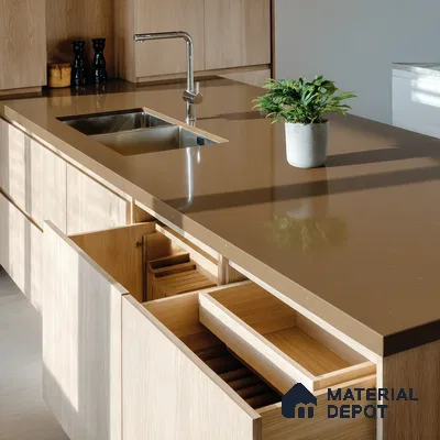 Belina Quartz QR 00209 Mocha Glaze Helsinki Series 11.5 ft x 6.5 ft Quartz - 20 mm | 10 Years of Replacement Warranty | Suitable for Kitchen, Restaurant, Counter Tops, Dining, Reception, office