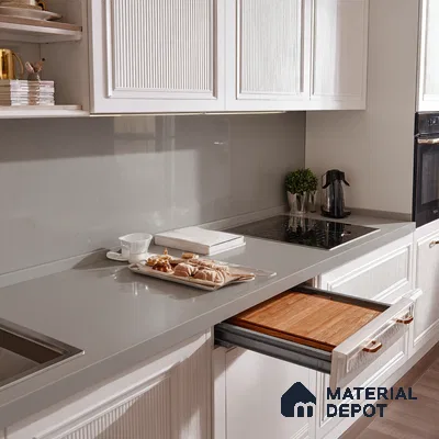 Belina Quartz QR 00214 Silvershadow Helsinki Series 11.5 ft x 6.5 ft Quartz - 20 mm | 10 Years of Replacement Warranty | Suitable for Kitchen, Restaurant, Counter Tops, Dining, Reception, office