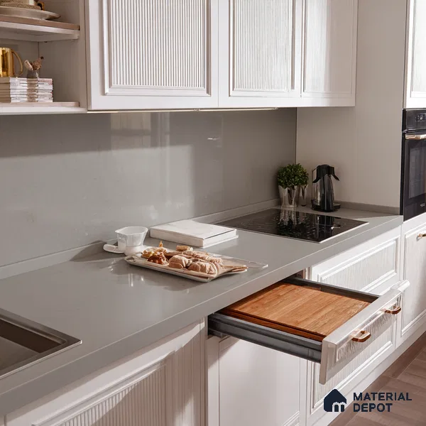 Belina Quartz QR 00214 Silvershadow Helsinki Series 11.5 ft x 6.5 ft Quartz - 20 mm | 10 Years of Replacement Warranty | Suitable for Kitchen, Restaurant, Counter Tops, Dining, Reception, office