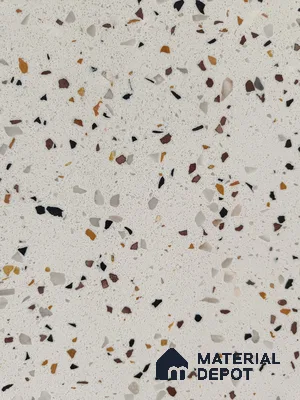 Belina Quartz QR 00202 Ivory Terrazzo Helsinki Series 11.5 ft x 6.5 ft Quartz - 20 mm | 10 Years of Replacement Warranty | Suitable for Kitchen, Restaurant, Counter Tops, Dining, Reception, office