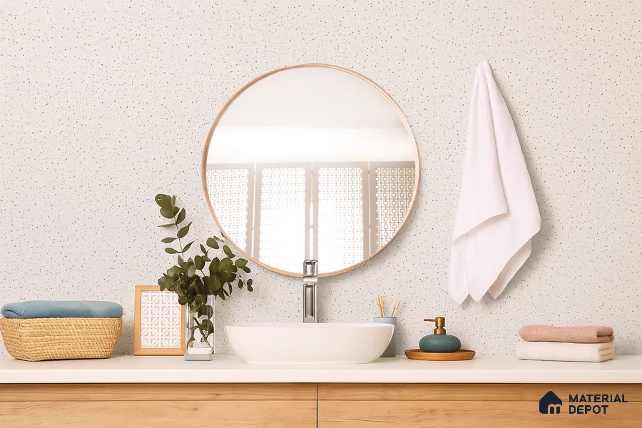 Belina Quartz QR 00202 Ivory Terrazzo Helsinki Series 11.5 ft x 6.5 ft Quartz - 20 mm | 10 Years of Replacement Warranty | Suitable for Kitchen, Restaurant, Counter Tops, Dining, Reception, office