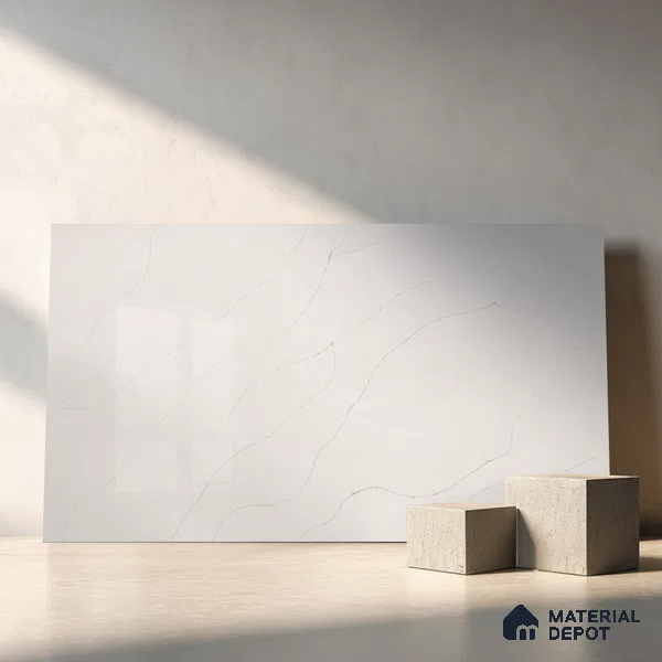 Belina Quartz QR 00247 Serene Veil Helsinki Series 11.5 ft x 6.5 ft Quartz - 20 mm | 10 Years of Replacement Warranty | Suitable for Kitchen, Restaurant, Counter Tops, Dining, Reception, office