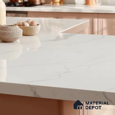 Belina Quartz QR 00247 Serene Veil Helsinki Series 11.5 ft x 6.5 ft Quartz - 20 mm | 10 Years of Replacement Warranty | Suitable for Kitchen, Restaurant, Counter Tops, Dining, Reception, office