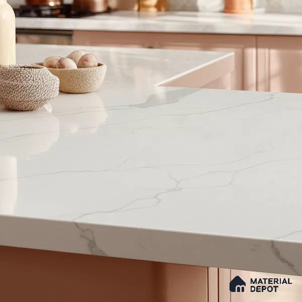 Belina Quartz QR 00247 Serene Veil Helsinki Series 11.5 ft x 6.5 ft Quartz - 20 mm | 10 Years of Replacement Warranty | Suitable for Kitchen, Restaurant, Counter Tops, Dining, Reception, office