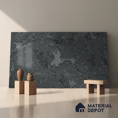 Belina Quartz QR 00228 Noir Nebula Helsinki Series 11.5 ft x 6.5 ft Quartz - 20 mm | 10 Years of Replacement Warranty | Suitable for Kitchen, Restaurant, Counter Tops, Dining, Reception, office