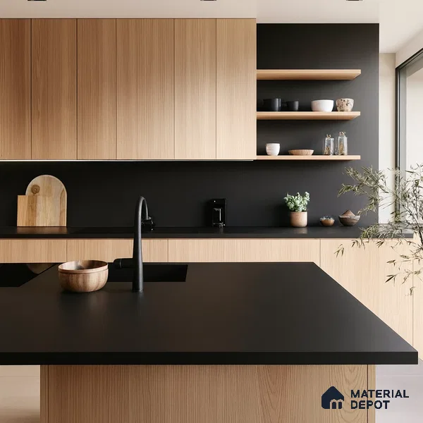 Belina Quartz QR 00219 Noir Velvet Helsinki Series 11.5 ft x 6.5 ft Quartz - 20 mm | 10 Years of Replacement Warranty | Suitable for Kitchen, Restaurant, Counter Tops, Dining, Reception, office