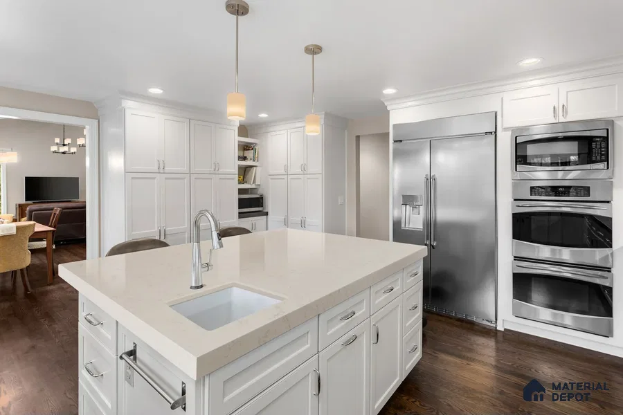Belina Quartz QR 00226 Ivory Whisper Helsinki Series 11.5 ft x 6.5 ft Quartz - 20 mm | 10 Years of Replacement Warranty | Suitable for Kitchen, Restaurant, Counter Tops, Dining, Reception, office