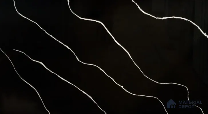 Belina Quartz QR 00243 Noir Cascade Helsinki Series 11.5 ft x 6.5 ft Quartz - 20 mm | 10 Years of Replacement Warranty | Suitable for Kitchen, Restaurant, Counter Tops, Dining, Reception, office