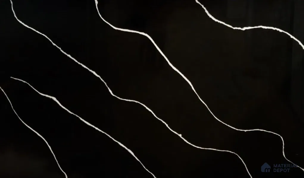 Belina Quartz QR 00243 Noir Cascade Helsinki Series 11.5 ft x 6.5 ft Quartz - 20 mm | 10 Years of Replacement Warranty | Suitable for Kitchen, Restaurant, Counter Tops, Dining, Reception, office