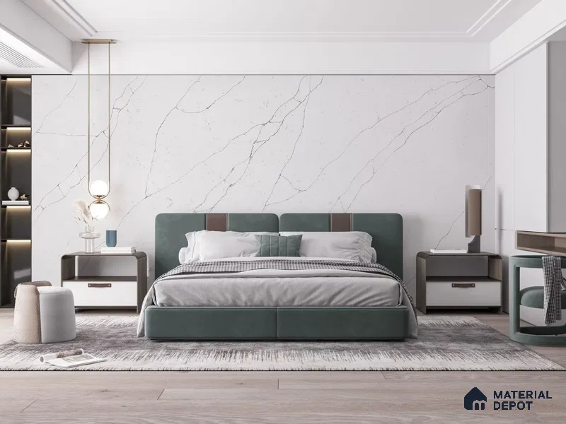 Belina Quartz QR 00245 Ivory Cascade Helsinki Series 11.5 ft x 6.5 ft Quartz - 20 mm | 10 Years of Replacement Warranty | Suitable for Kitchen, Restaurant, Counter Tops, Dining, Reception, office