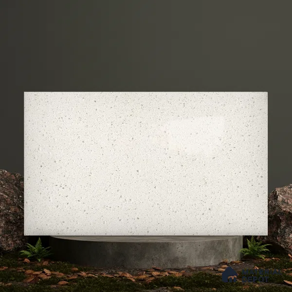 Belina Quartz QR 00207 Frosted Pearl Helsinki Series 11.5 ft x 6.5 ft Quartz - 20 mm | 10 Years of Replacement Warranty | Suitable for Kitchen, Restaurant, Counter Tops, Dining, Reception, office