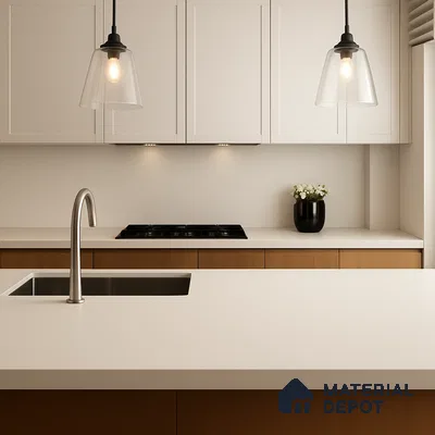 Belina Quartz QR 00252 Ivory Cloud Helsinki Series 11.5 ft x 6.5 ft Quartz - 20 mm | 10 Years of Replacement Warranty | Suitable for Kitchen, Restaurant, Counter Tops, Dining, Reception, office