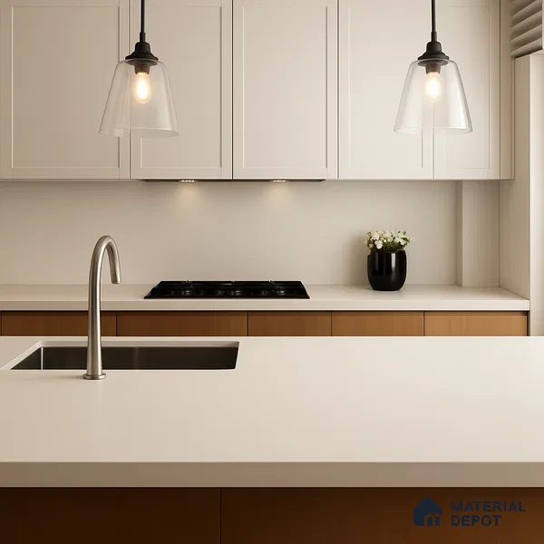 Belina Quartz QR 00252 Ivory Cloud Helsinki Series 11.5 ft x 6.5 ft Quartz - 20 mm | 10 Years of Replacement Warranty | Suitable for Kitchen, Restaurant, Counter Tops, Dining, Reception, office