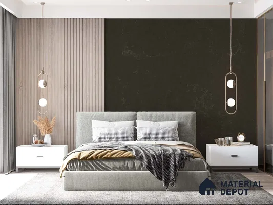 Belina Quartz QR 00220 Obsidian Veil Helsinki Series 11.5 ft x 6.5 ft Quartz - 20 mm | 10 Years of Replacement Warranty | Suitable for Kitchen, Restaurant, Counter Tops, Dining, Reception, office