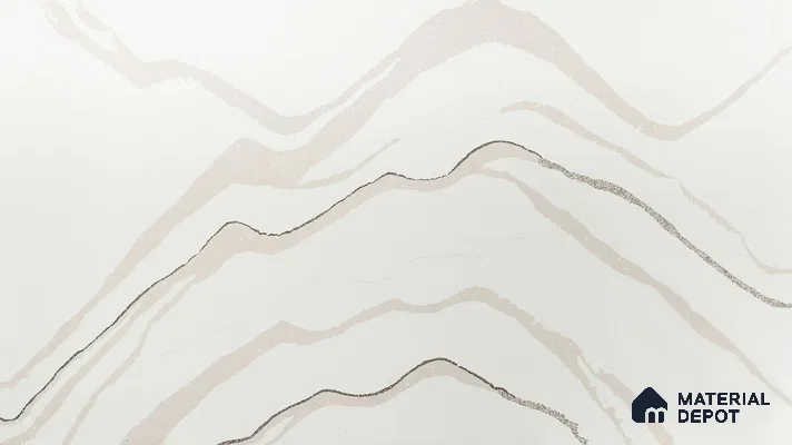 Belina Quartz QR 00238 Ivory Cascade Helsinki Series 11.5 ft x 6.5 ft Quartz - 20 mm | 10 Years of Replacement Warranty | Suitable for Kitchen, Restaurant, Counter Tops, Dining, Reception, office