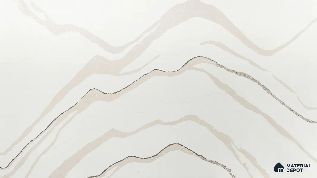 Belina Quartz QR 00238 Ivory Cascade Helsinki Series 11.5 ft x 6.5 ft Quartz - 20 mm | 10 Years of Replacement Warranty | Suitable for Kitchen, Restaurant, Counter Tops, Dining, Reception, office