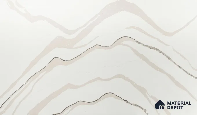 Belina Quartz QR 00238 Ivory Cascade Helsinki Series 11.5 ft x 6.5 ft Quartz - 20 mm | 10 Years of Replacement Warranty | Suitable for Kitchen, Restaurant, Counter Tops, Dining, Reception, office
