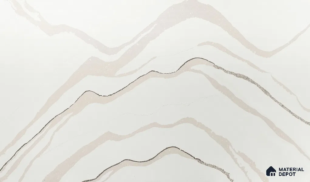 Belina Quartz QR 00238 Ivory Cascade Helsinki Series 11.5 ft x 6.5 ft Quartz - 20 mm | 10 Years of Replacement Warranty | Suitable for Kitchen, Restaurant, Counter Tops, Dining, Reception, office