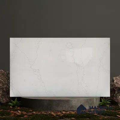 Belina Quartz QR 00246 Mistline Vein Helsinki Series 11.5 ft x 6.5 ft Quartz - 20 mm | 10 Years of Replacement Warranty | Suitable for Kitchen, Restaurant, Counter Tops, Dining, Reception, office