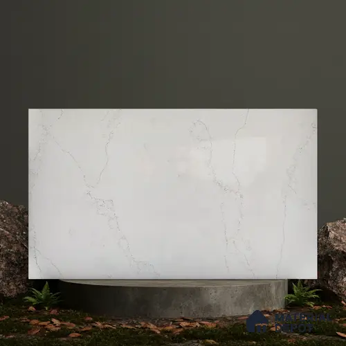 Belina Quartz QR 00246 Mistline Vein Helsinki Series 11.5 ft x 6.5 ft Quartz - 20 mm | 10 Years of Replacement Warranty | Suitable for Kitchen, Restaurant, Counter Tops, Dining, Reception, office