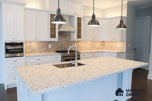 Belina Quartz QR 00201 Frosted Pebble Helsinki Series 11.5 ft x 6.5 ft Quartz - 20 mm | 10 Years of Replacement Warranty | Suitable for Kitchen, Restaurant, Counter Tops, Dining, Reception, office