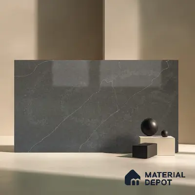 Belina Quartz QR 00240 Obsidian Trace Helsinki Series 11.5 ft x 6.5 ft Quartz - 20 mm | 10 Years of Replacement Warranty | Suitable for Kitchen, Restaurant, Counter Tops, Dining, Reception, office