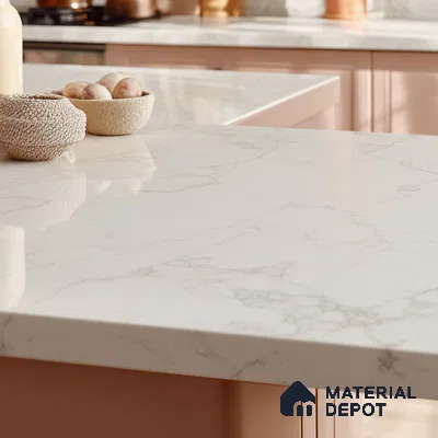 Belina Quartz QR 00227 Frosted Cascade Helsinki Series 11.5 ft x 6.5 ft Quartz - 20 mm | 10 Years of Replacement Warranty | Suitable for Kitchen, Restaurant, Counter Tops, Dining, Reception, office