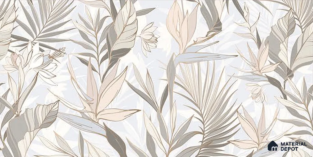 Floral Wall Tile TL 11963 C 3970 Glue HL B 2 ft x 1 ft Matte Finish Ceramic Tile - 9 mm