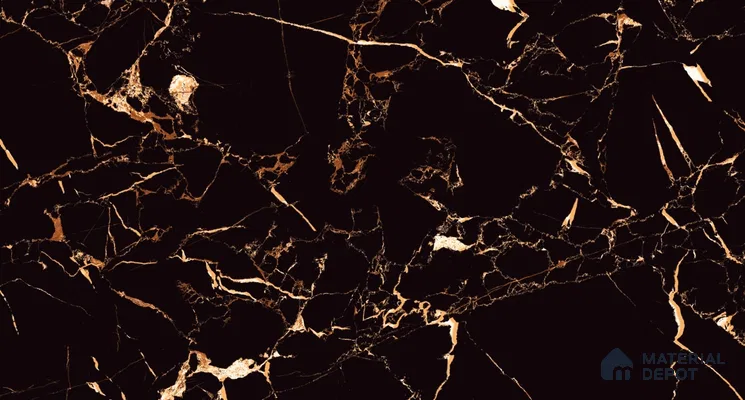 Marbles & Stones Floor & Wall Tile TL 12046 Black Grande 4 ft x 2 ft High Gloss Finish Vitrified Tile - 9 mm | 3 Random Design